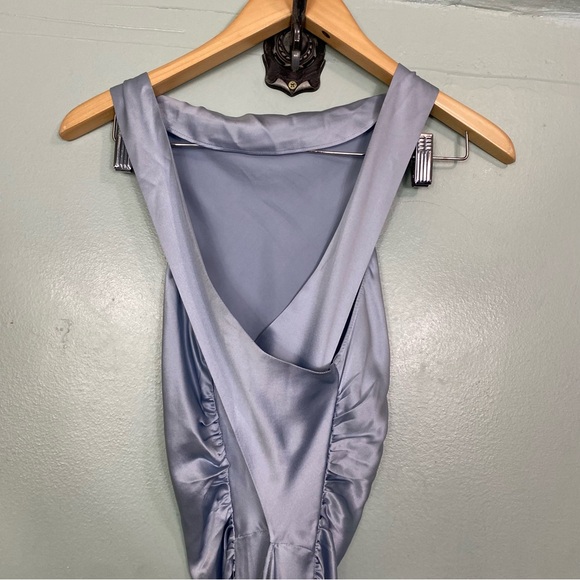 Reformation Casette Sleeveless Silk Midi Dress Cross Back Size 4 Light Blue - Picture 6 of 10